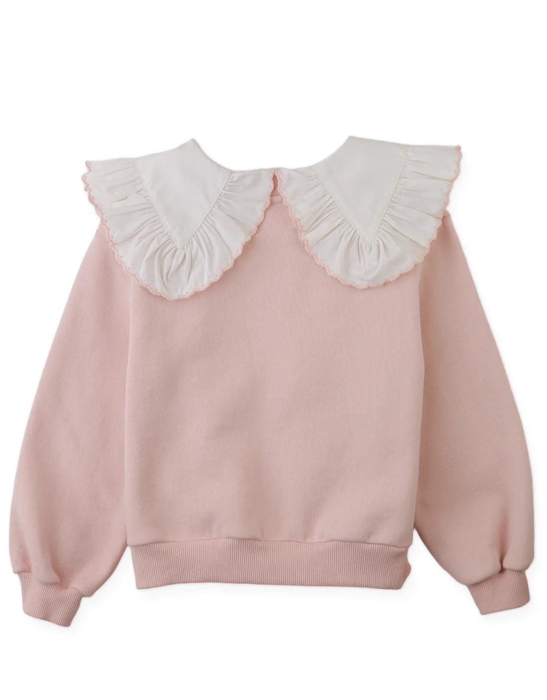 Benedicta Sweater Top with Woven Ruffled Collar
