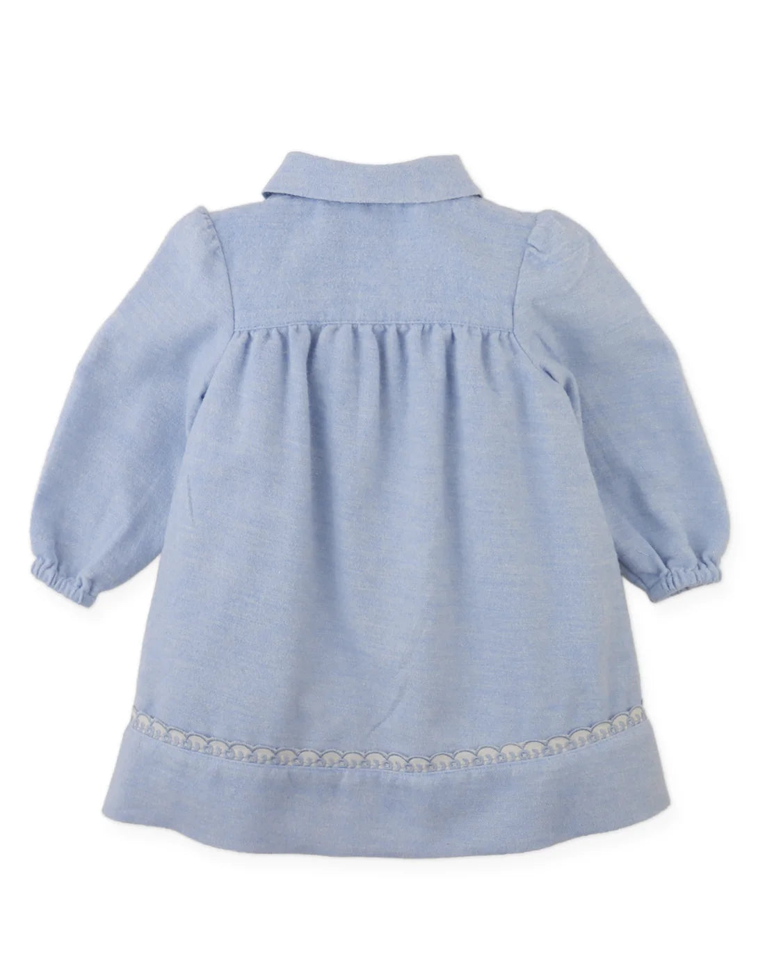 Baby Petunia Chambray Dress with Embroidered Lace Trim