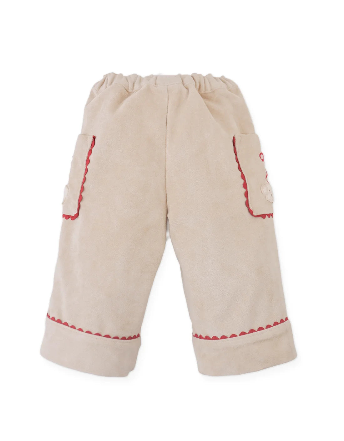 Baby Nellie Straight-Cut Pants with Poodle Head Embroidered Pockets