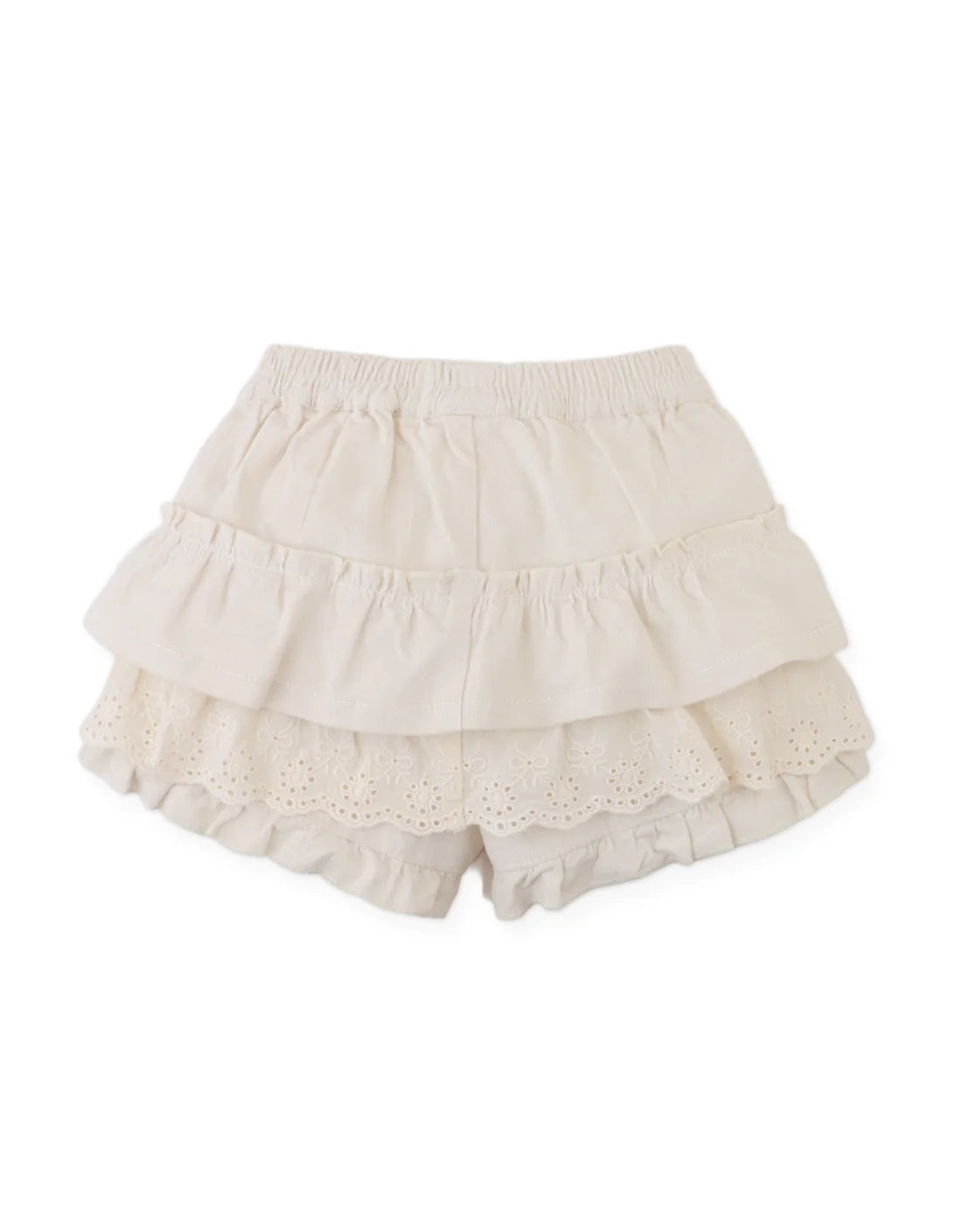 Baby Verena Tiered Ruffled Shorts with Embroidered Lace Trims