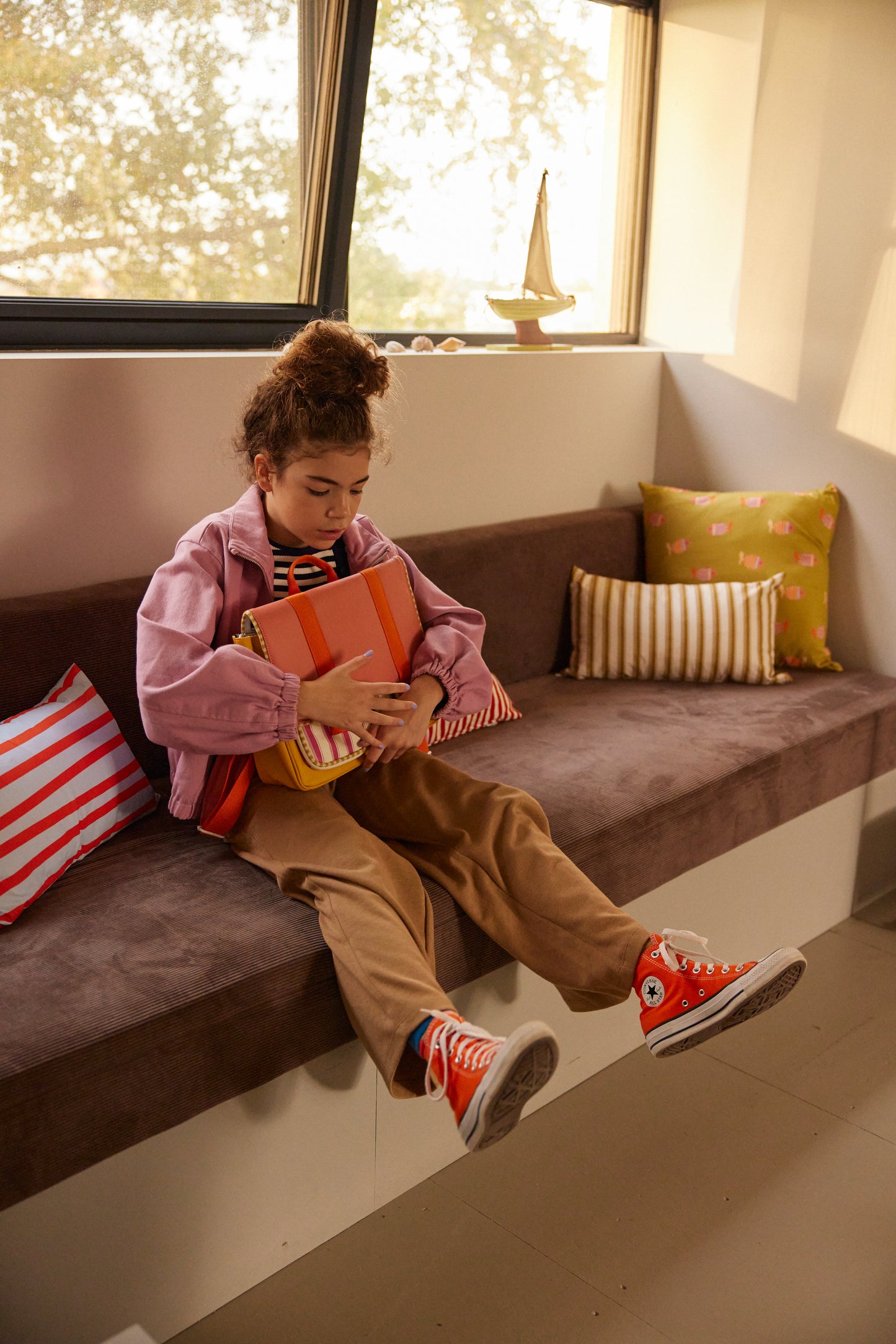 Schoolbag • Coral Pink + Sbmarine Yellow