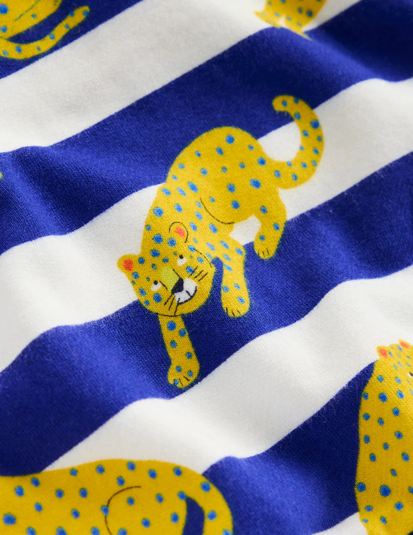 Printed Sweatshirt-Bright Blue Leopard Stripe