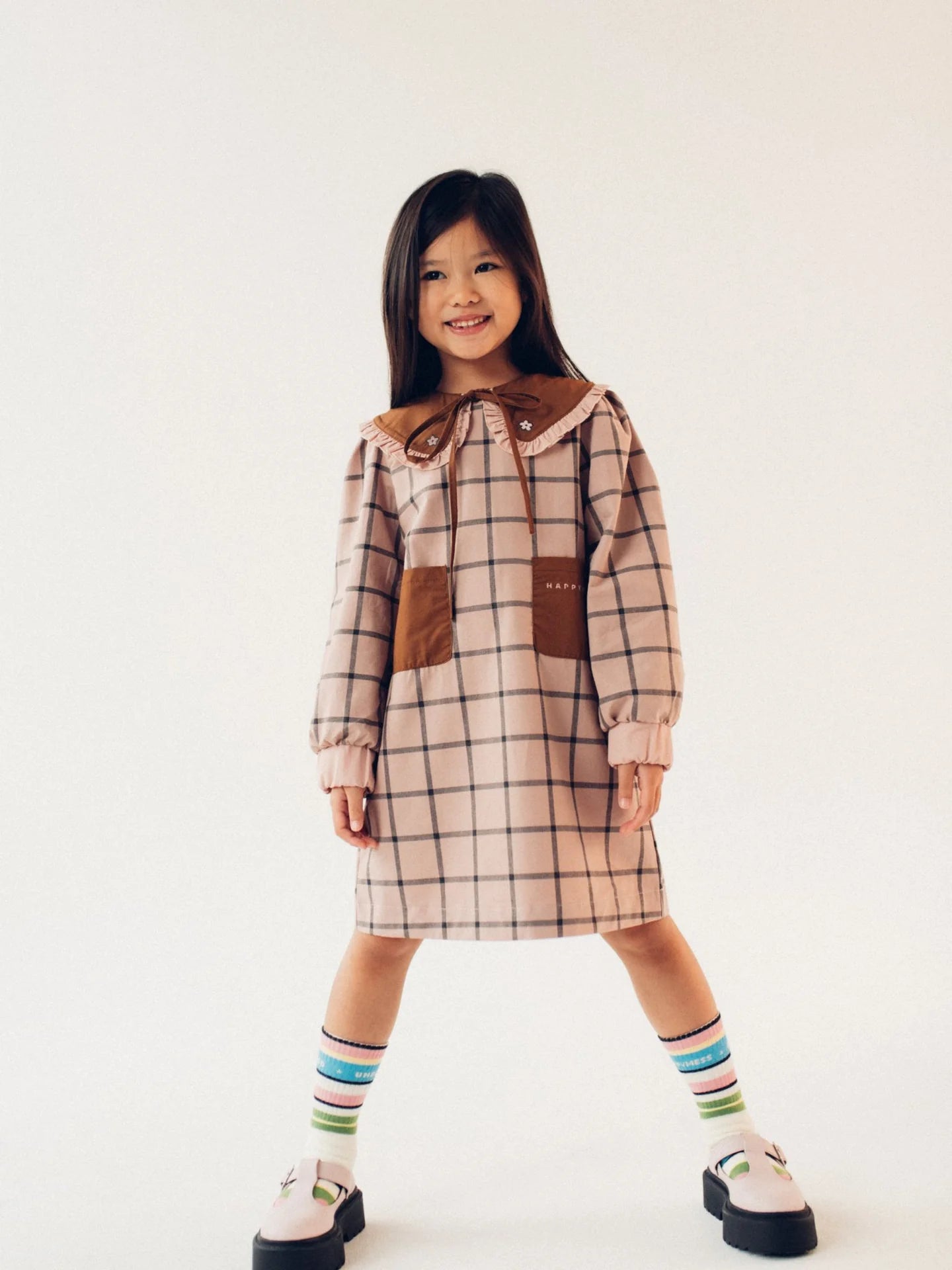 Cotton Plaid Dress - Dreamy Rose