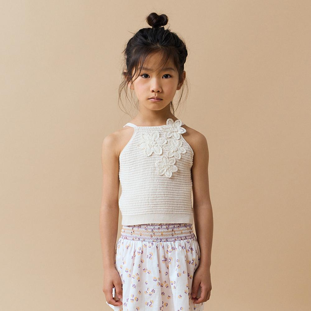 Girls Neva Halter Top With Flower Applique