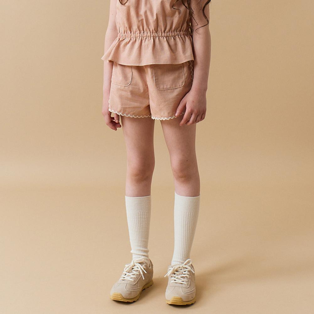 Girls Mimi Gingham Shorts With Front Pockets