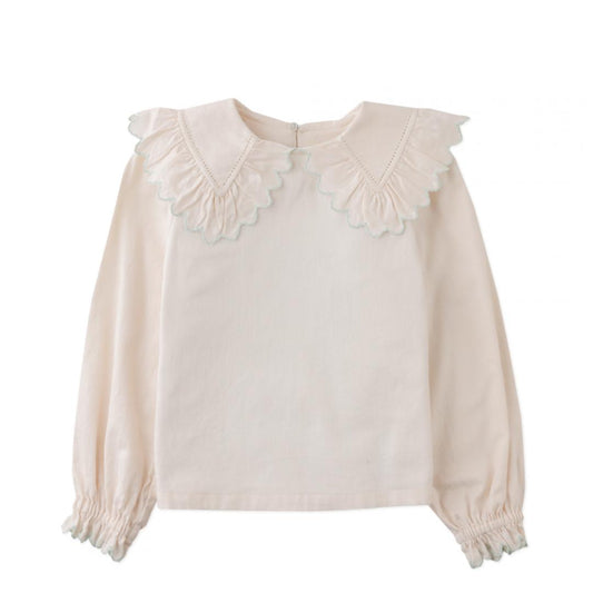 Idina Long Sleeve Blouse with Big Ruffled Collar