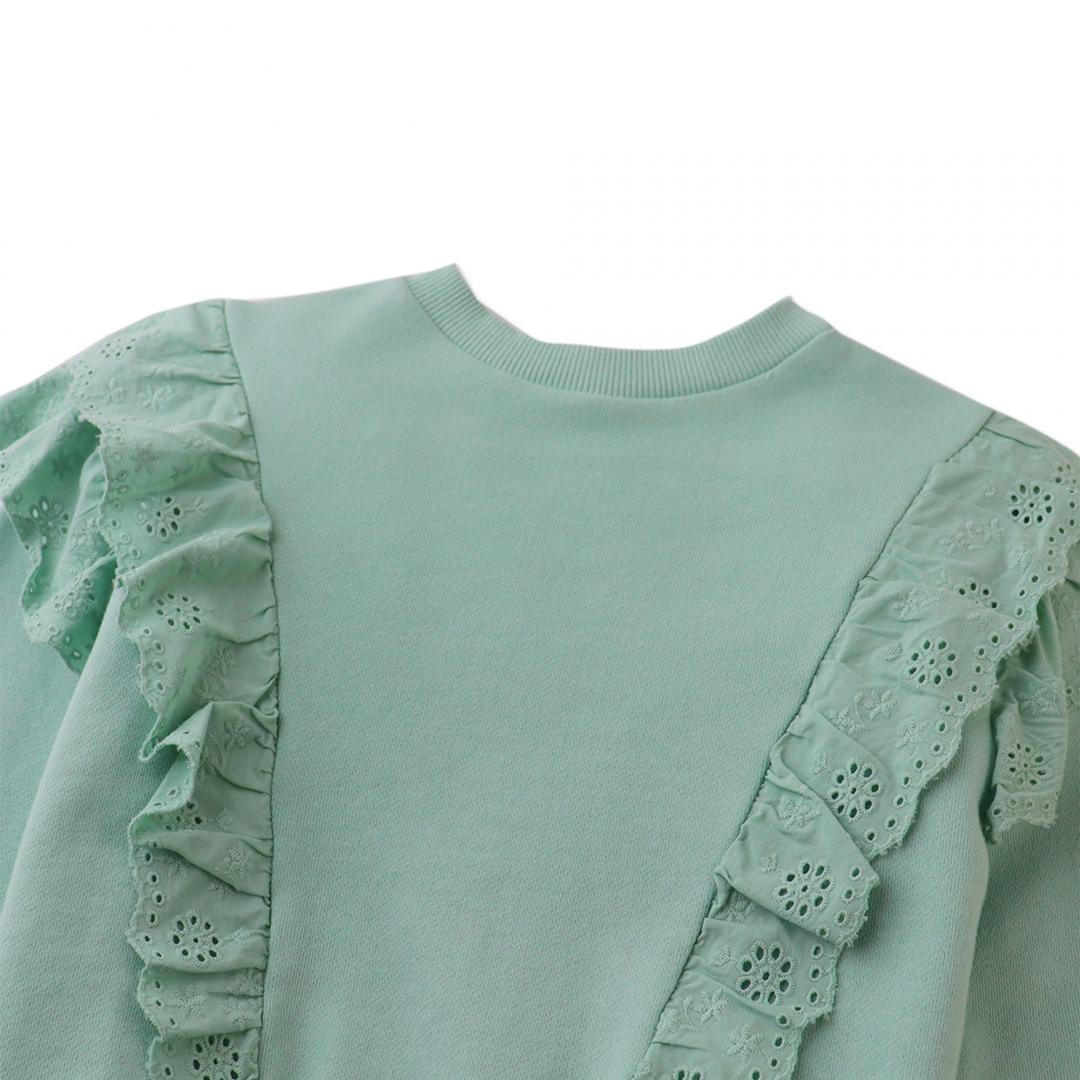 Amalia Pullover with Ruffled Eyelet Trim on Body and Sleeves