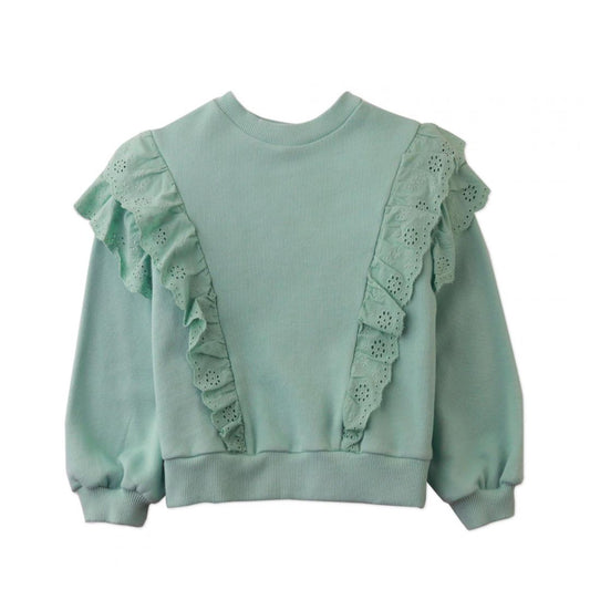 Amalia Pullover with Ruffled Eyelet Trim on Body and Sleeves