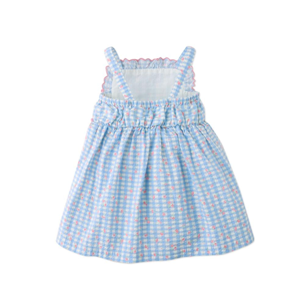 Baby Powder Dress with Embroidered Ruffles & Bow Details