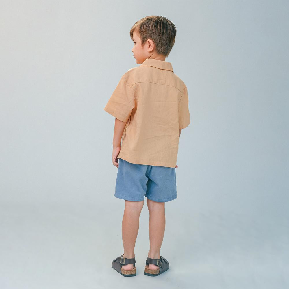 Ron Linen Blend Banana Embroidered Lido Shirt