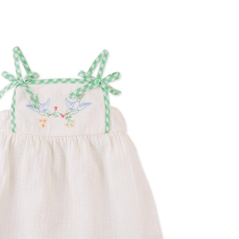 Baby Aviana Embroidered Dress with Straps and Bows