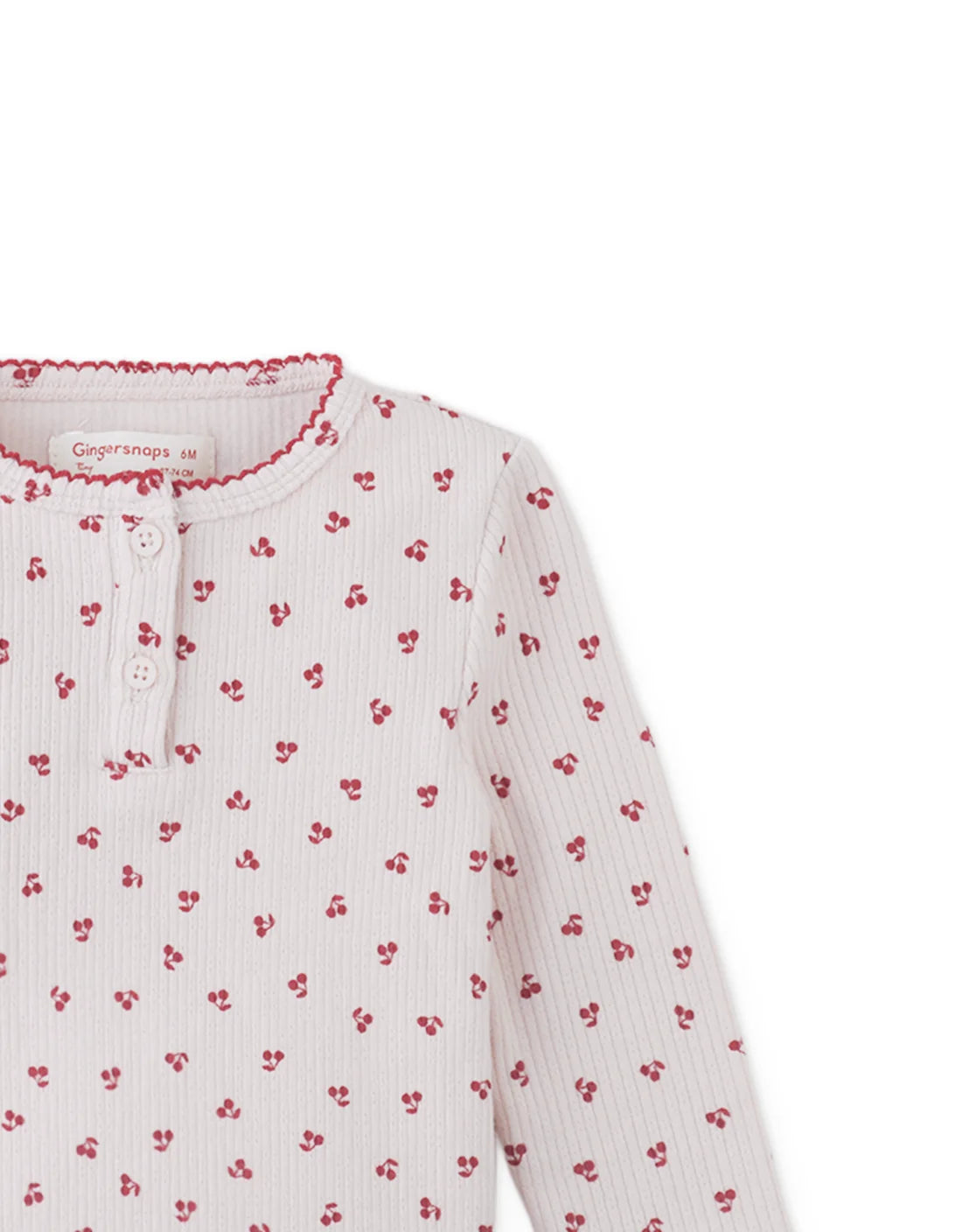 Baby Apolinaria Pointelle Ribbed Tee in All-Over Cherry