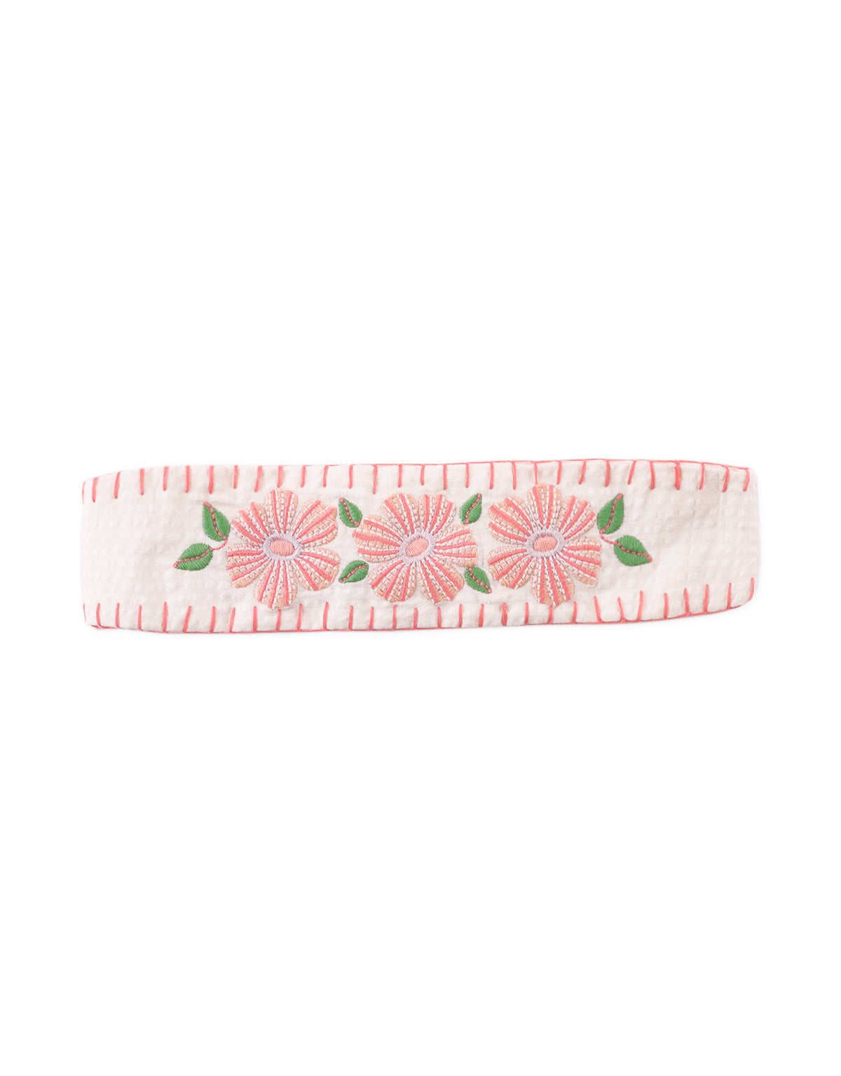 Baby Girls Casey Turban With Floral Embroideries And Blanket Stitch
