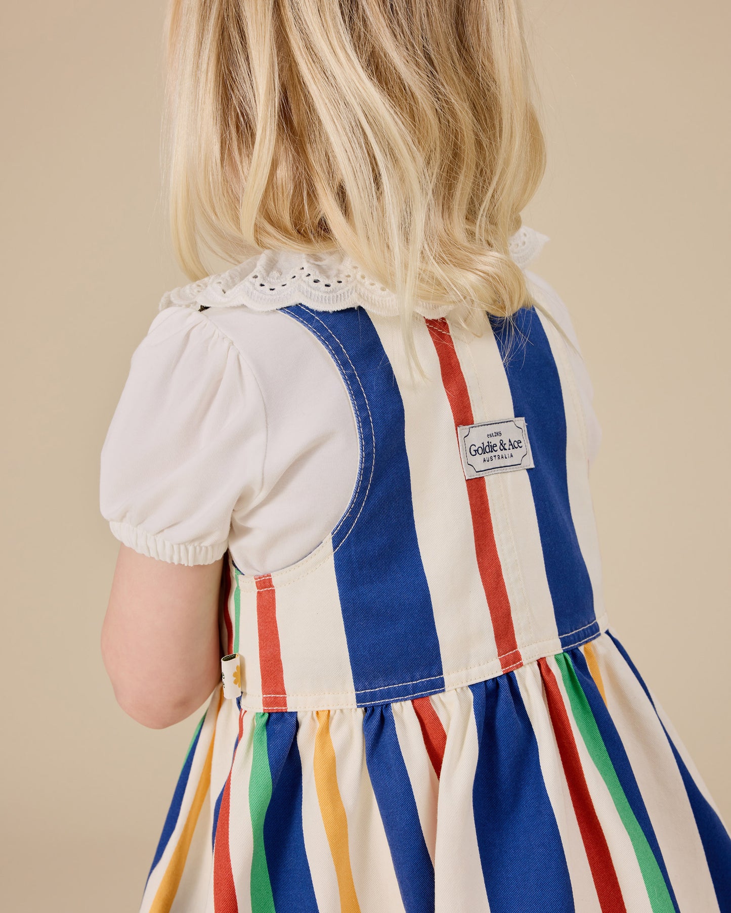 90's Bold Stripe Heidi Denim Pinafore Dress