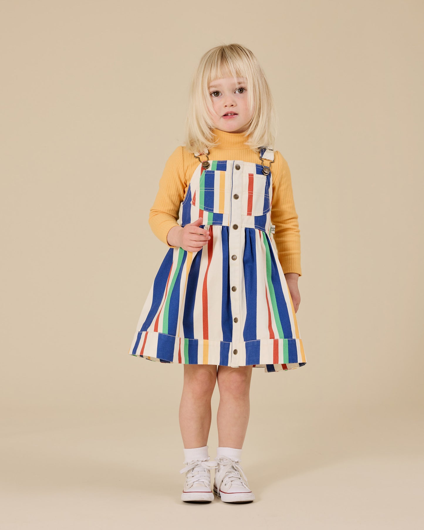 90's Bold Stripe Heidi Denim Pinafore Dress