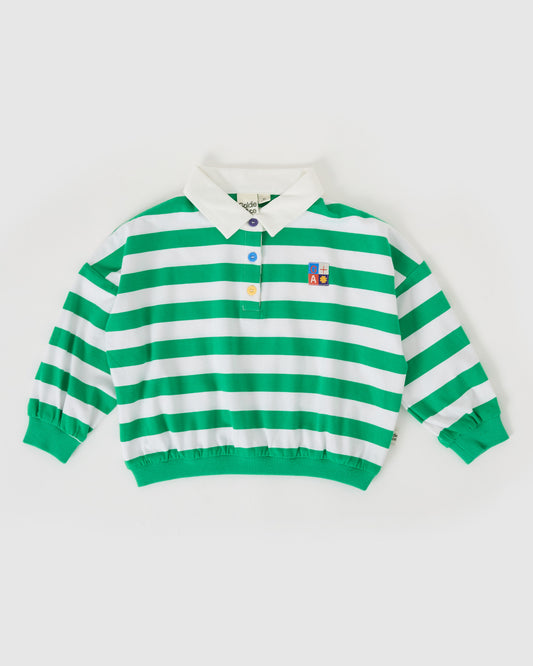 Wide Stripe Relaxed Rugby Sweat Top