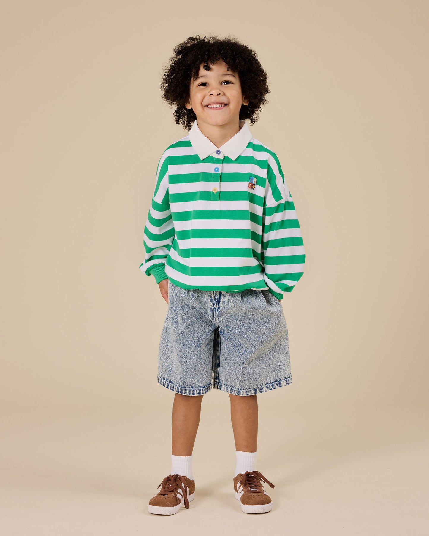 Wide Stripe Relaxed Rugby Sweat Top