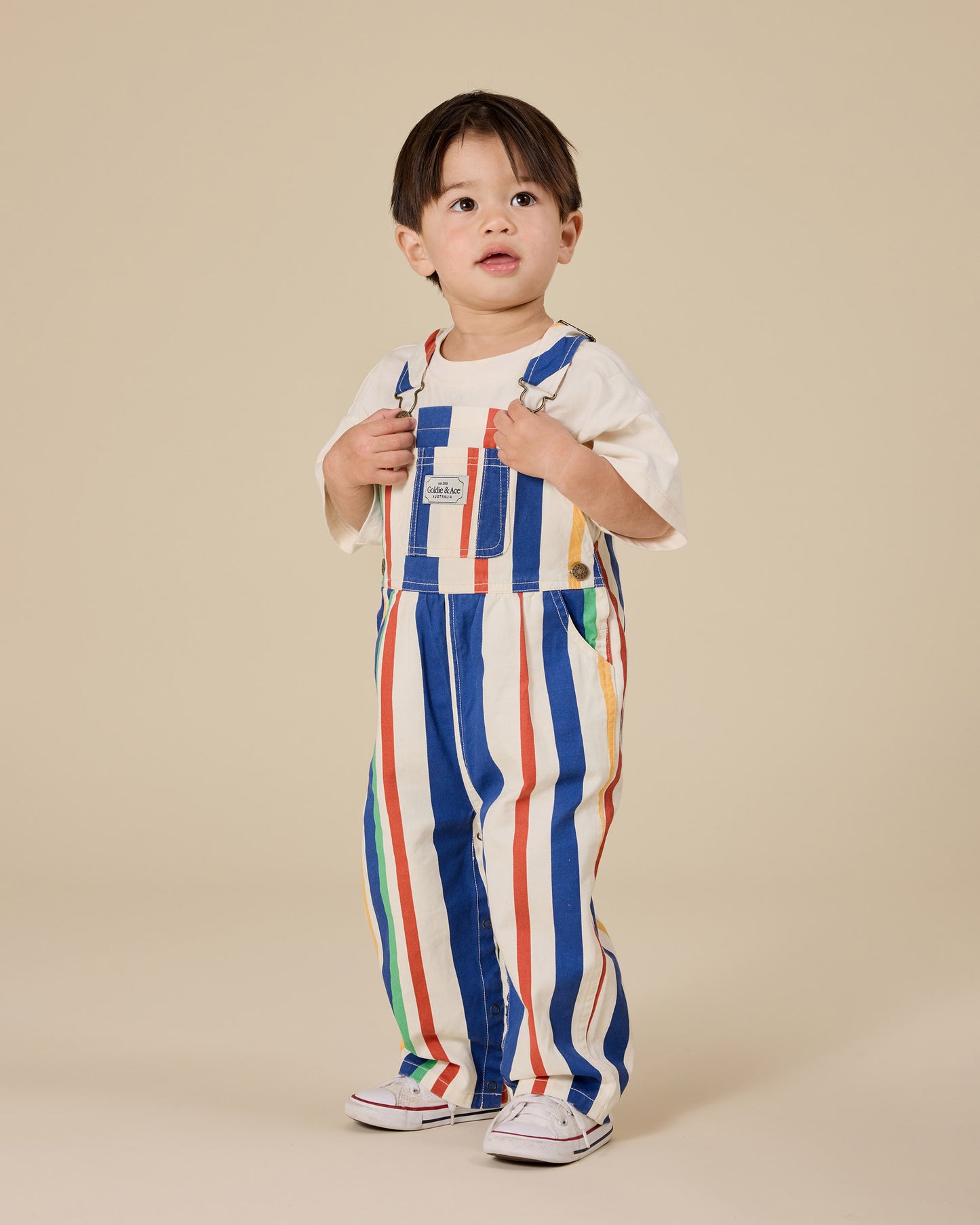 90's Bold Stripe Austin Denim Overalls
