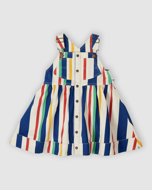 90's Bold Stripe Heidi Denim Pinafore Dress