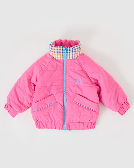 Rainbow Gingham Reversible Puffer Jacket