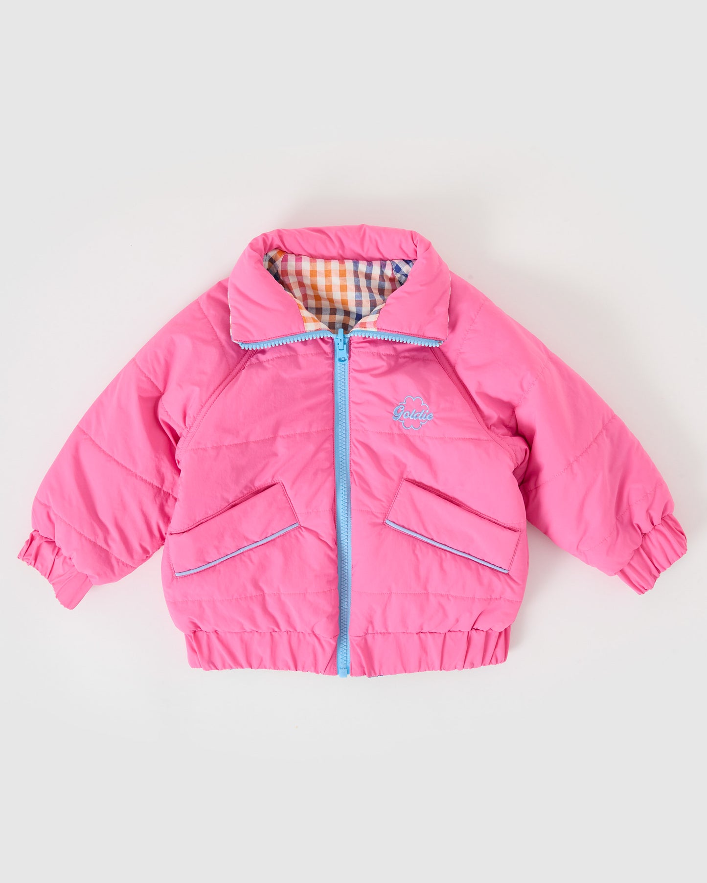 Rainbow Gingham Reversible Puffer Jacket