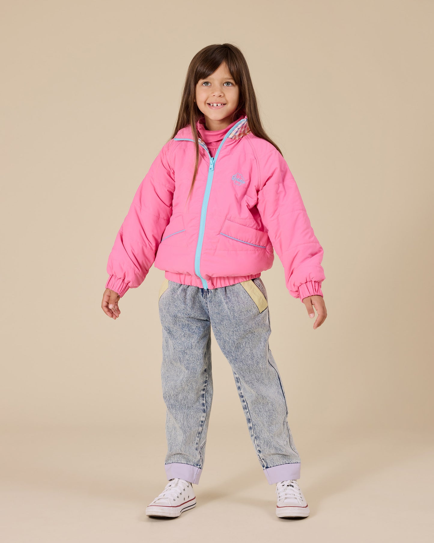 Rainbow Gingham Reversible Puffer Jacket