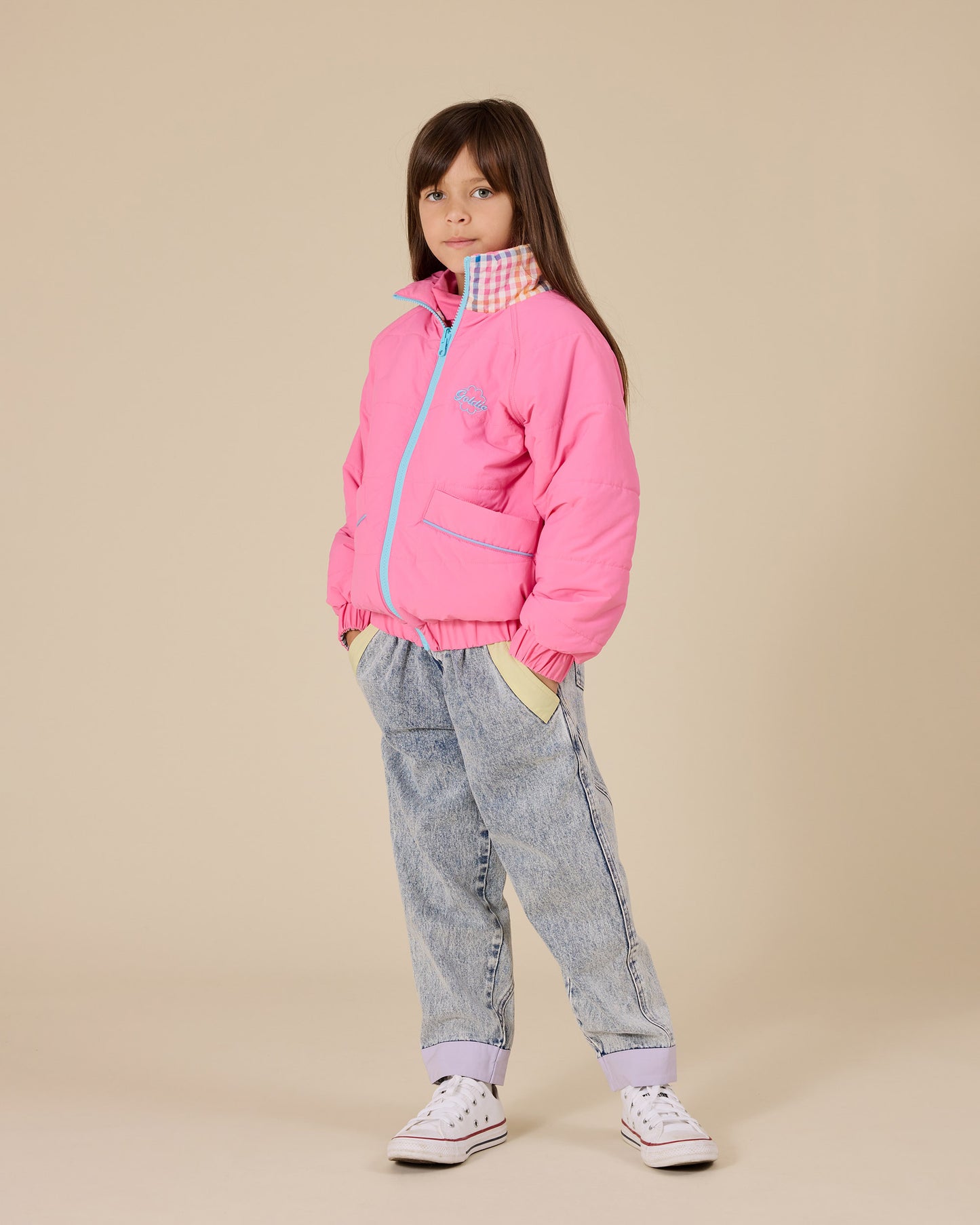 Rainbow Gingham Reversible Puffer Jacket
