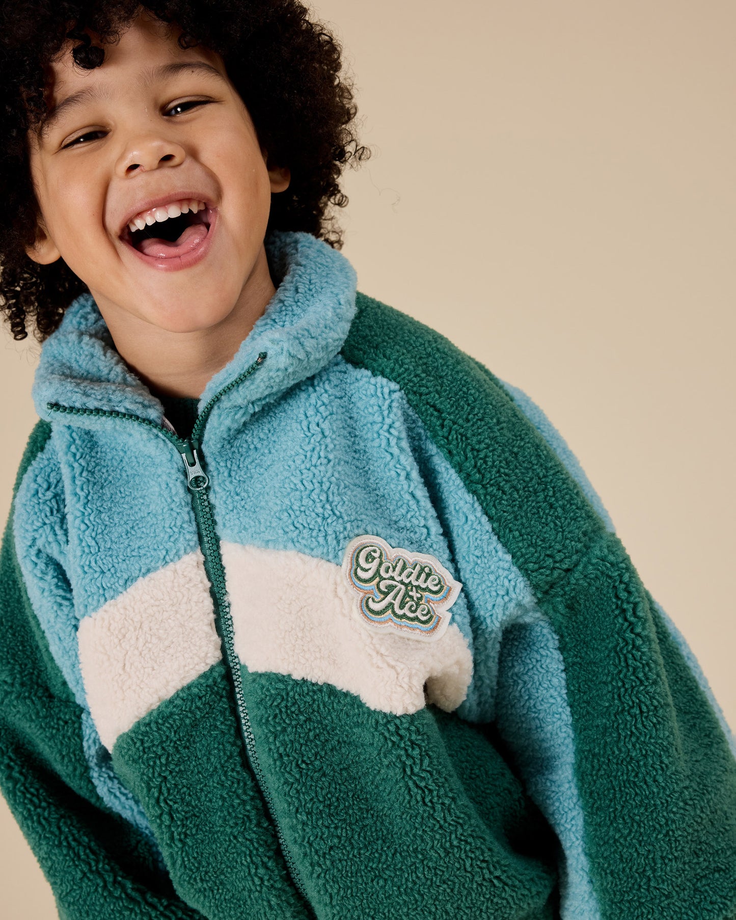 Frankie Sherpa Jacket Teal/Cream/Dark Jade