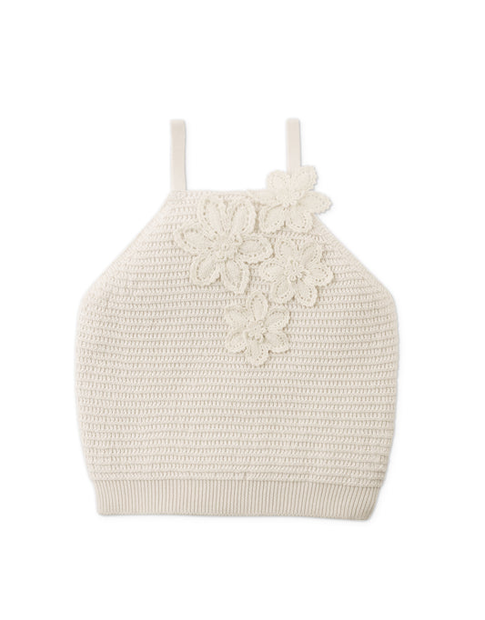 Girls Neva Halter Top With Flower Applique