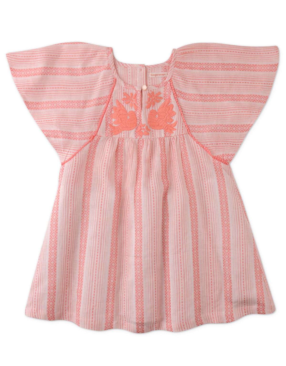 Girls Elsie Stripey Dress With Kimono Sleeves