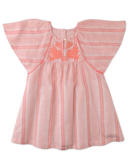 Girls Elsie Stripey Dress With Kimono Sleeves