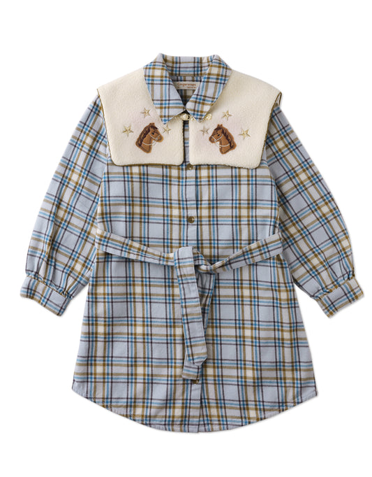 Mildred Long Sleeve Shirt Dress with Detachable Collar