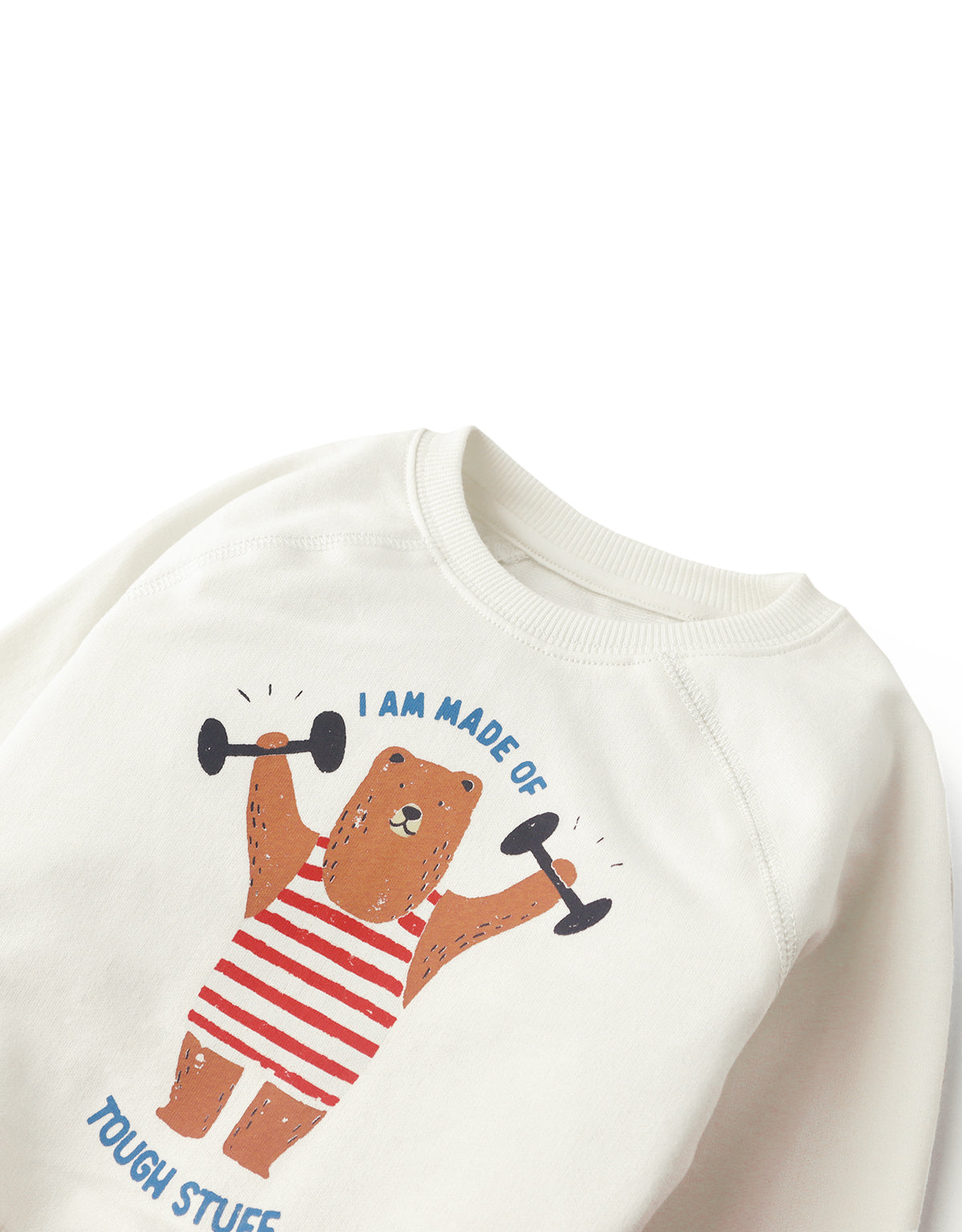 Baby Boys Jayce Raglan Pullover With Crayon-Style Muscle Bear Print