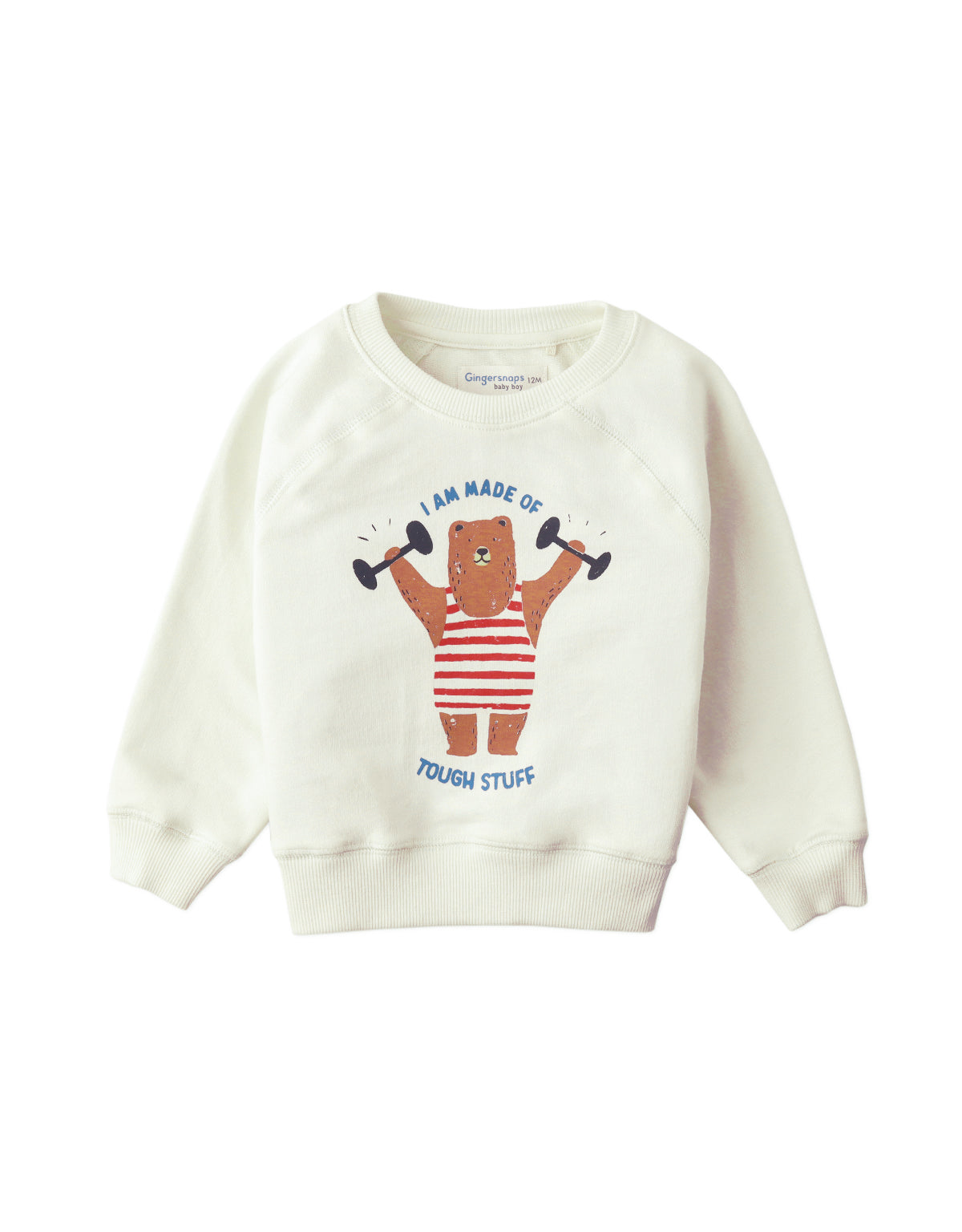 Baby Boys Jayce Raglan Pullover With Crayon-Style Muscle Bear Print