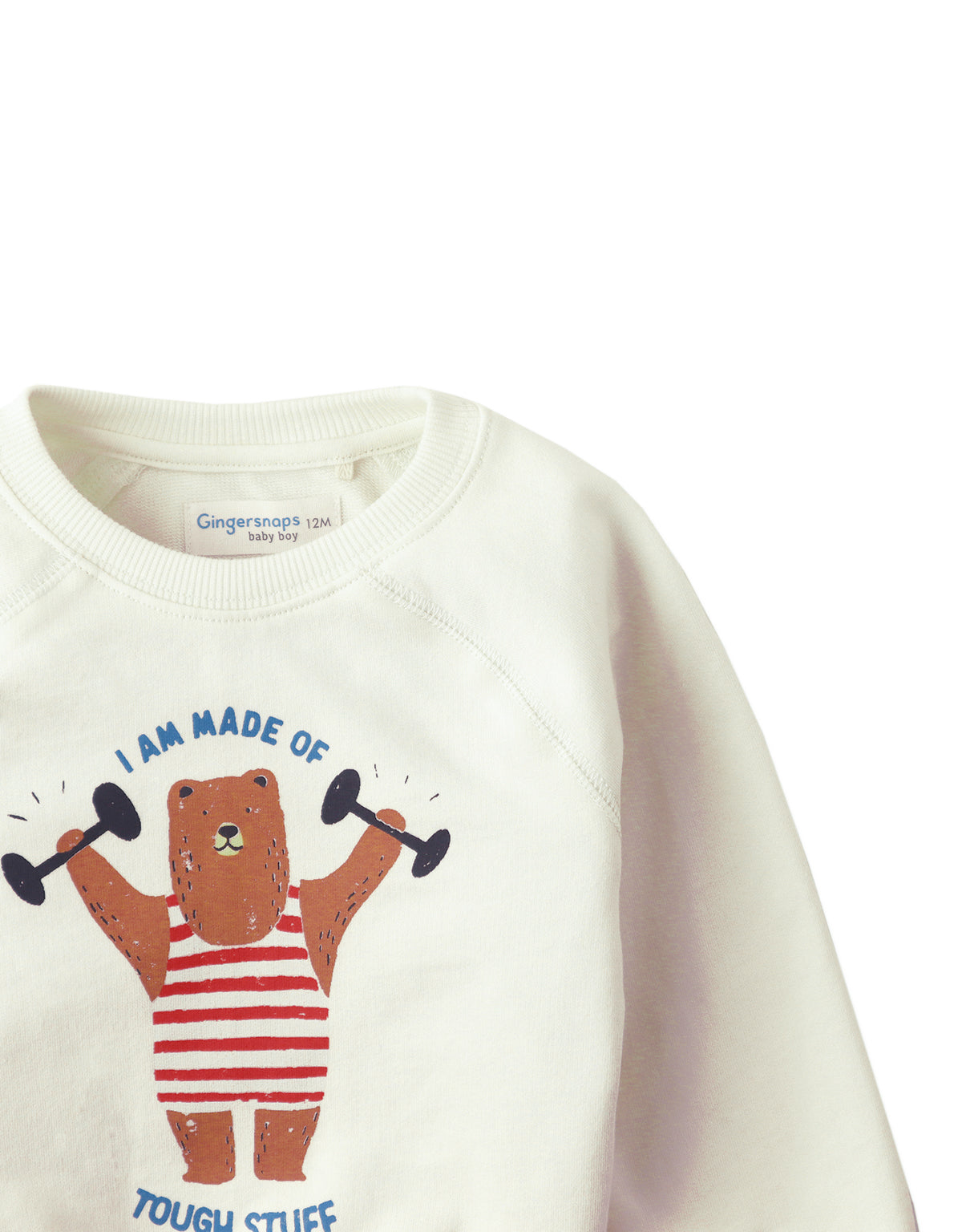 Baby Boys Jayce Raglan Pullover With Crayon-Style Muscle Bear Print