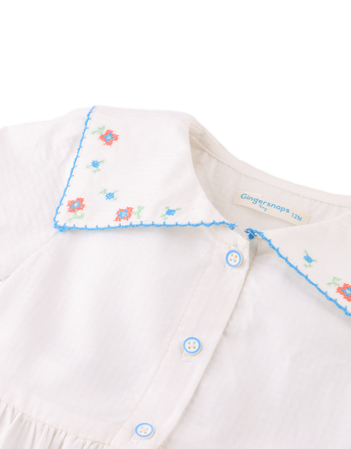 Baby Girls Bianca Gingham Dress With Embroidery On Collar