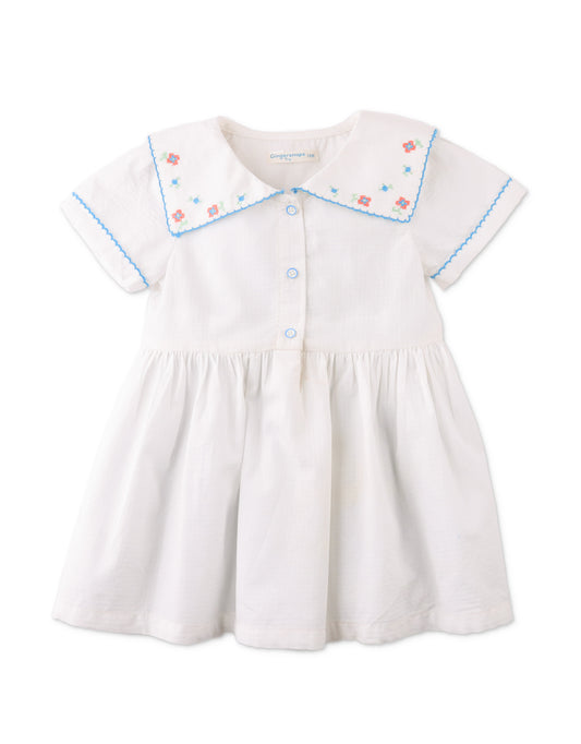 Baby Girls Bianca Gingham Dress With Embroidery On Collar