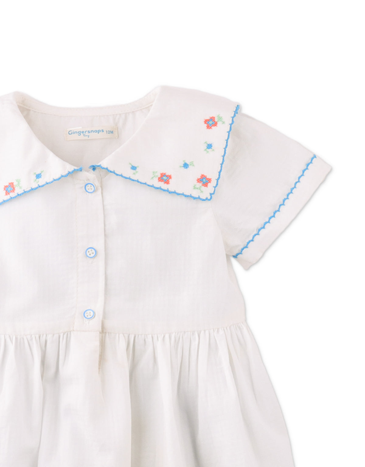 Baby Girls Bianca Gingham Dress With Embroidery On Collar
