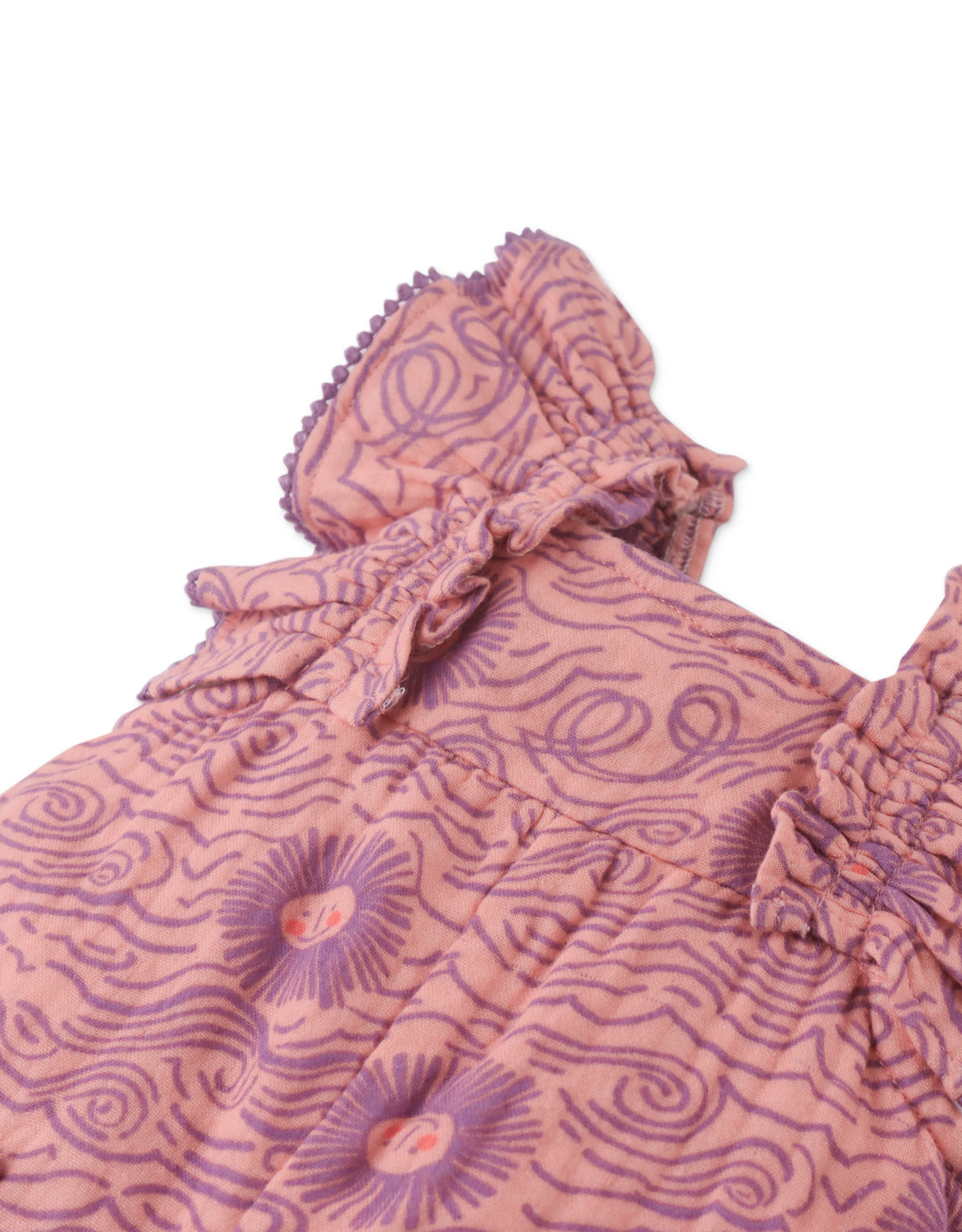 Baby Girls Zoya Playsuit In Sunwave Print With Ruffle Sleeves