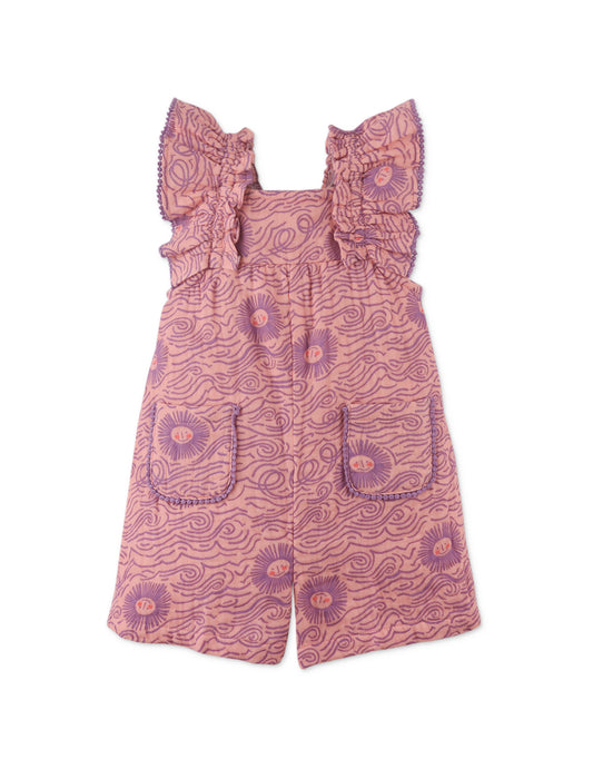 Baby Girls Zoya Playsuit In Sunwave Print With Ruffle Sleeves