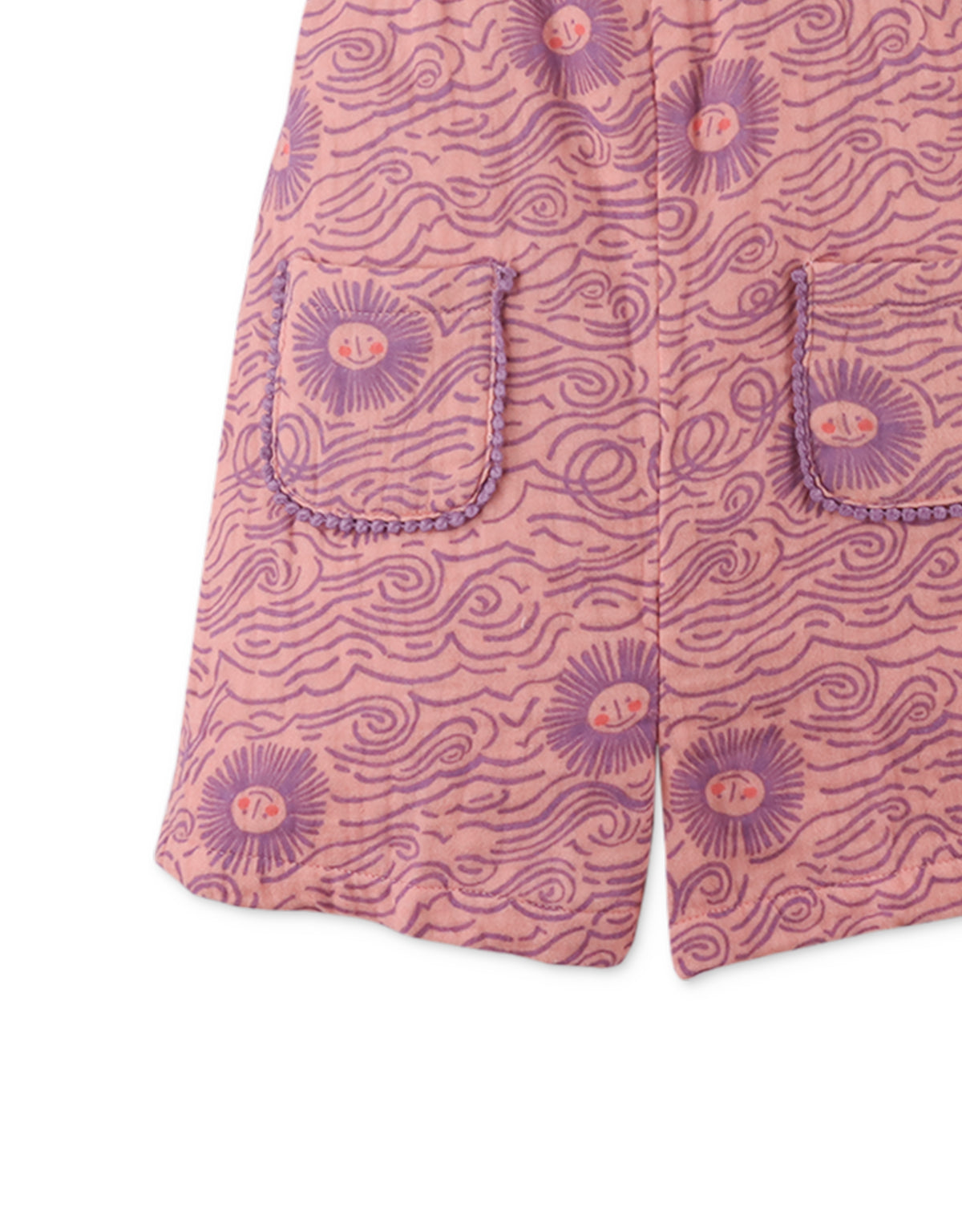 Baby Girls Zoya Playsuit In Sunwave Print With Ruffle Sleeves