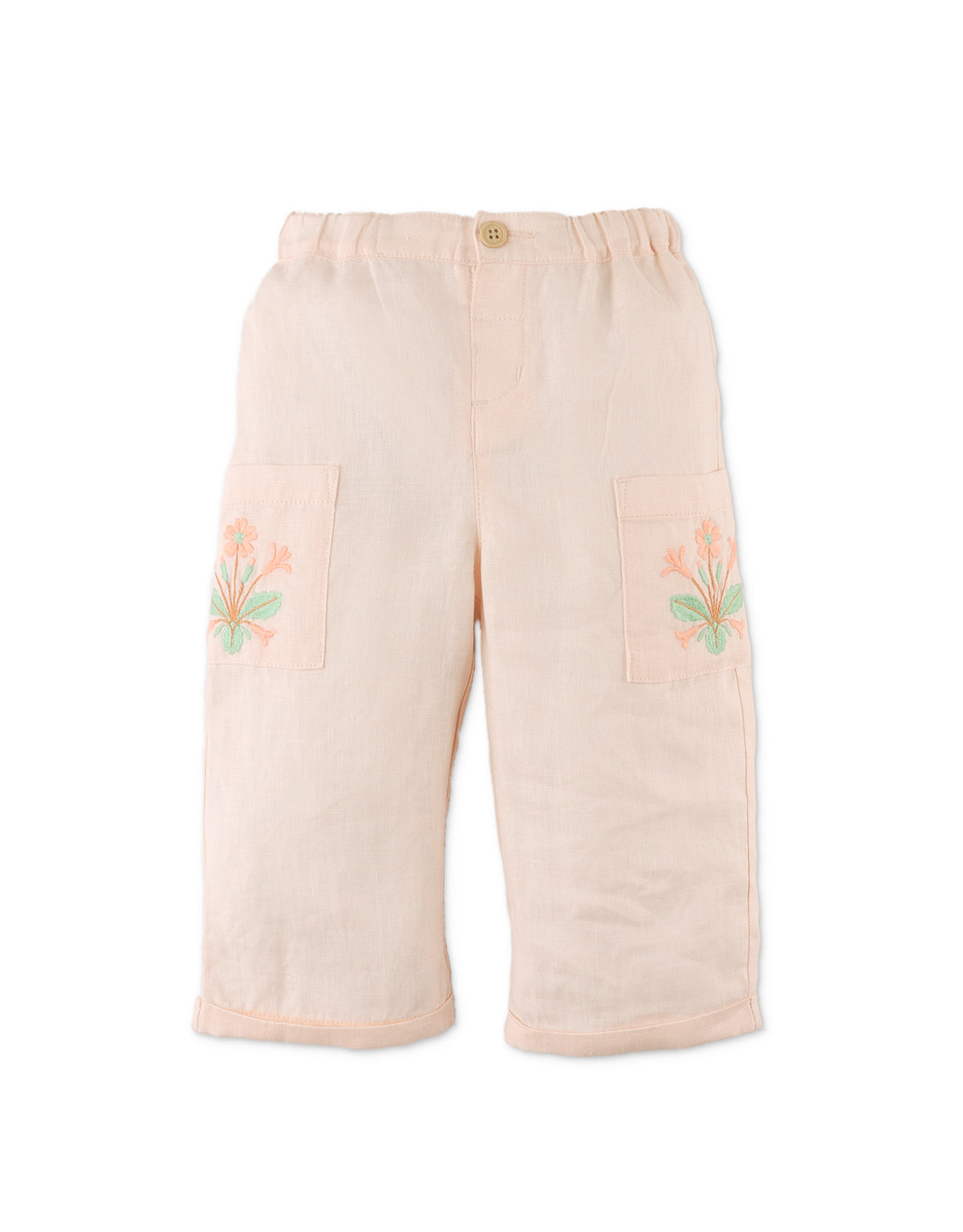Baby Girls Melba Pants With Embroidery On Pockets