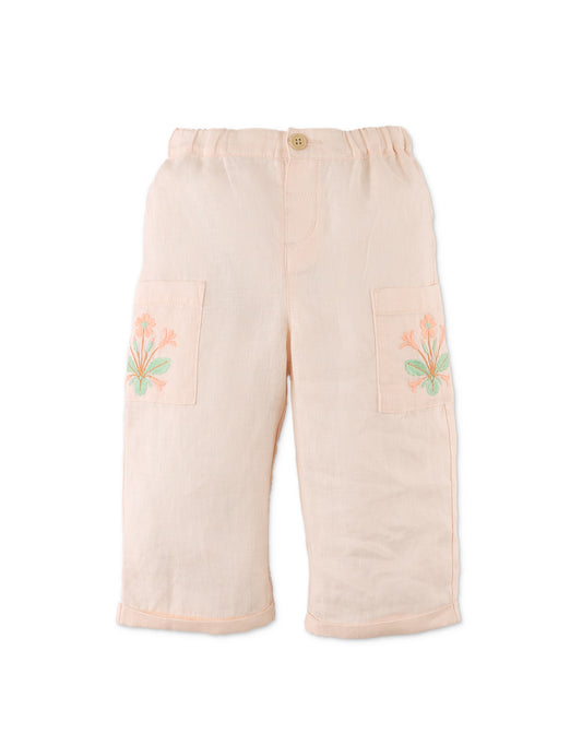 Baby Girls Melba Pants With Embroidery On Pockets