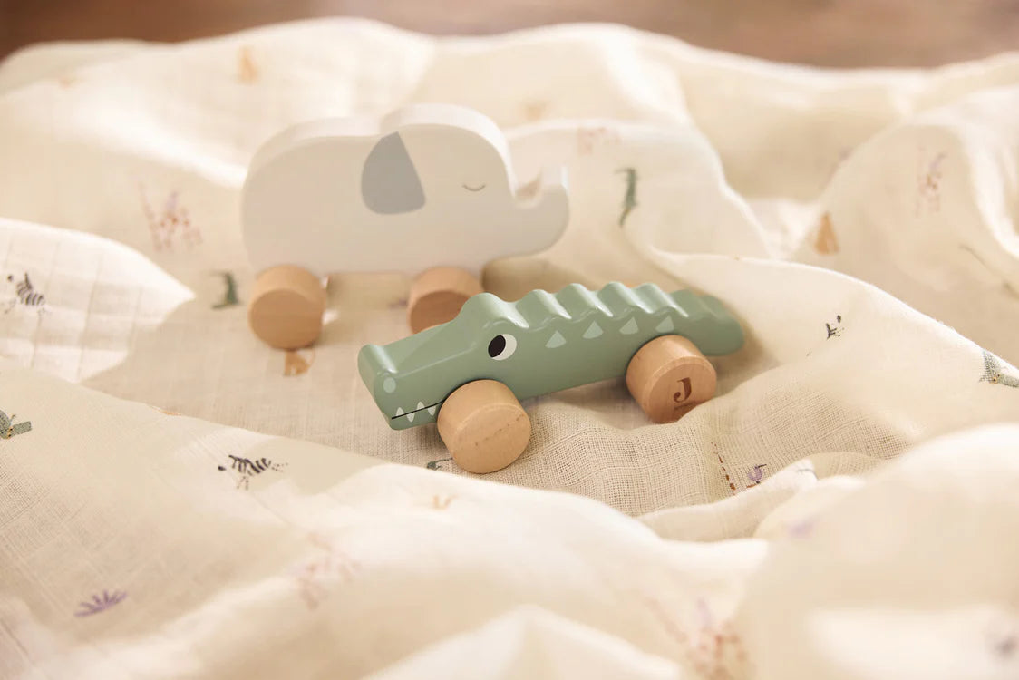 Wooden Crocodile on Wheels