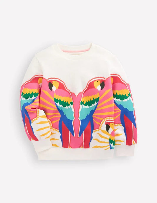 Printed Relaxed Sweatshirt-Multi Parrot