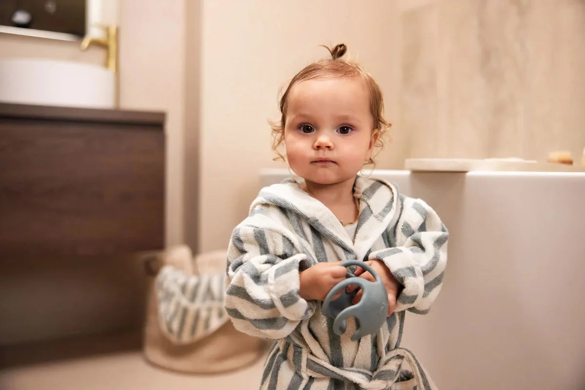 Bathrobe Stripe Terry Sea Green GOTS