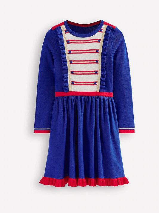 Nutcracker Knitted Dress-College Navy