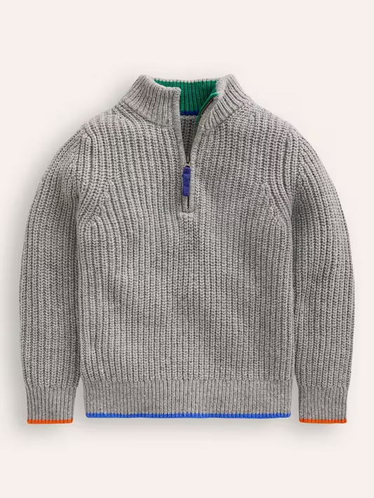 Heritage Half-Zip Jumper-Grey Marl