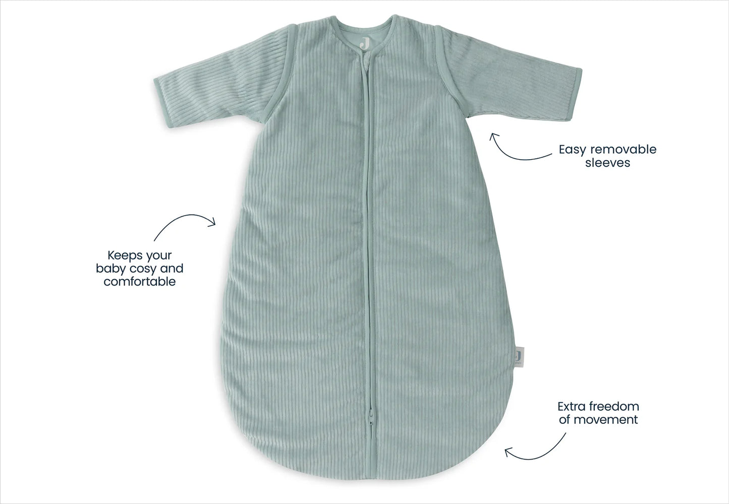 Sleeping Bag with Removable Sleeves Rib Sea Green