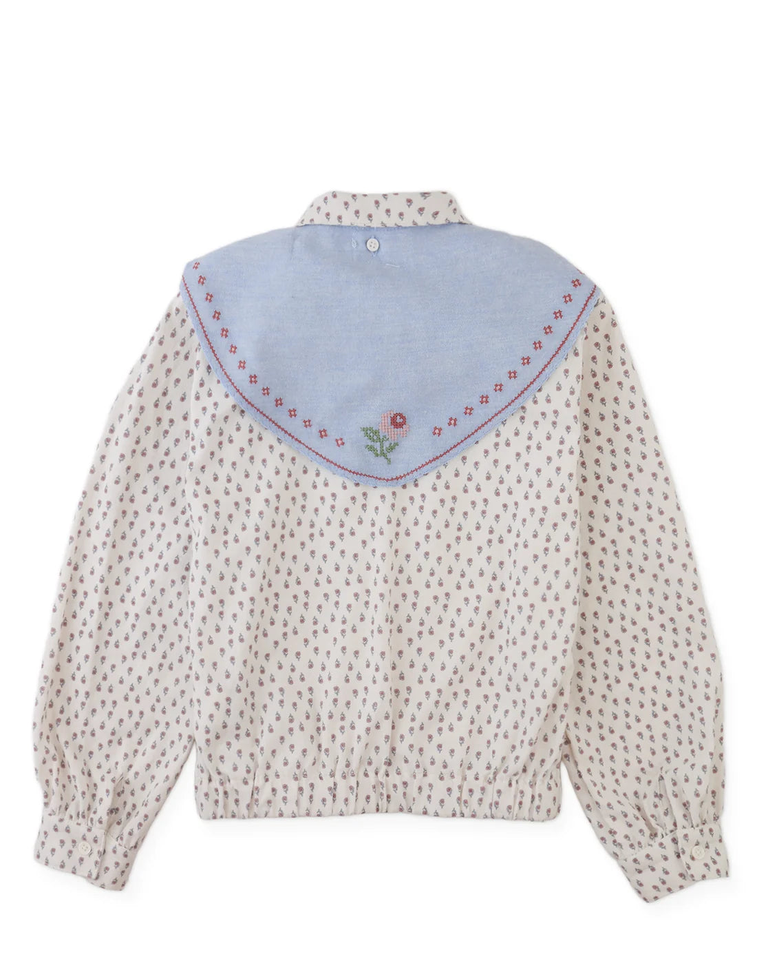 Muriel Top with Elastic Waistband and Contrasting Detachable Scarf